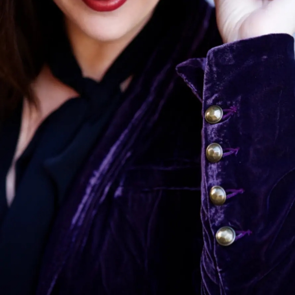 Free People Purple Velvet Blazer Jacket - Picture 5 of 13